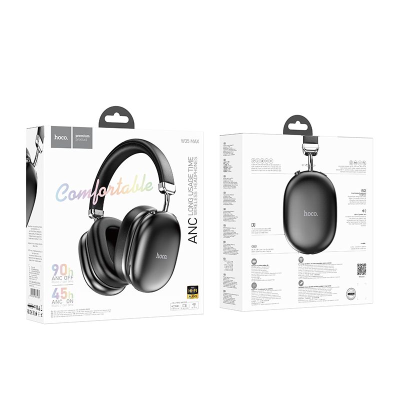 Słuchawki Bluetooth HOCO W35 Max, A2DP, ANC, Czarne