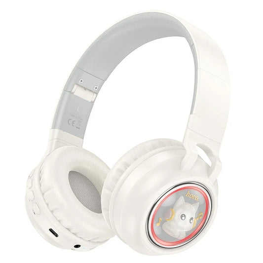 Bezprzewodowy zestaw słuchawkowy Bluetooth HOCO W50 Kids Cute Cat, A2DP, Biały