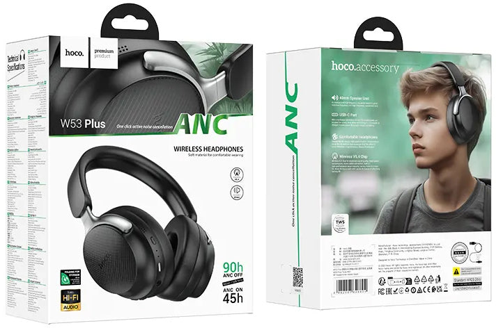 Handsfree Bluetooth HOCO W53 Plus, A2DP, ANC, Czarny