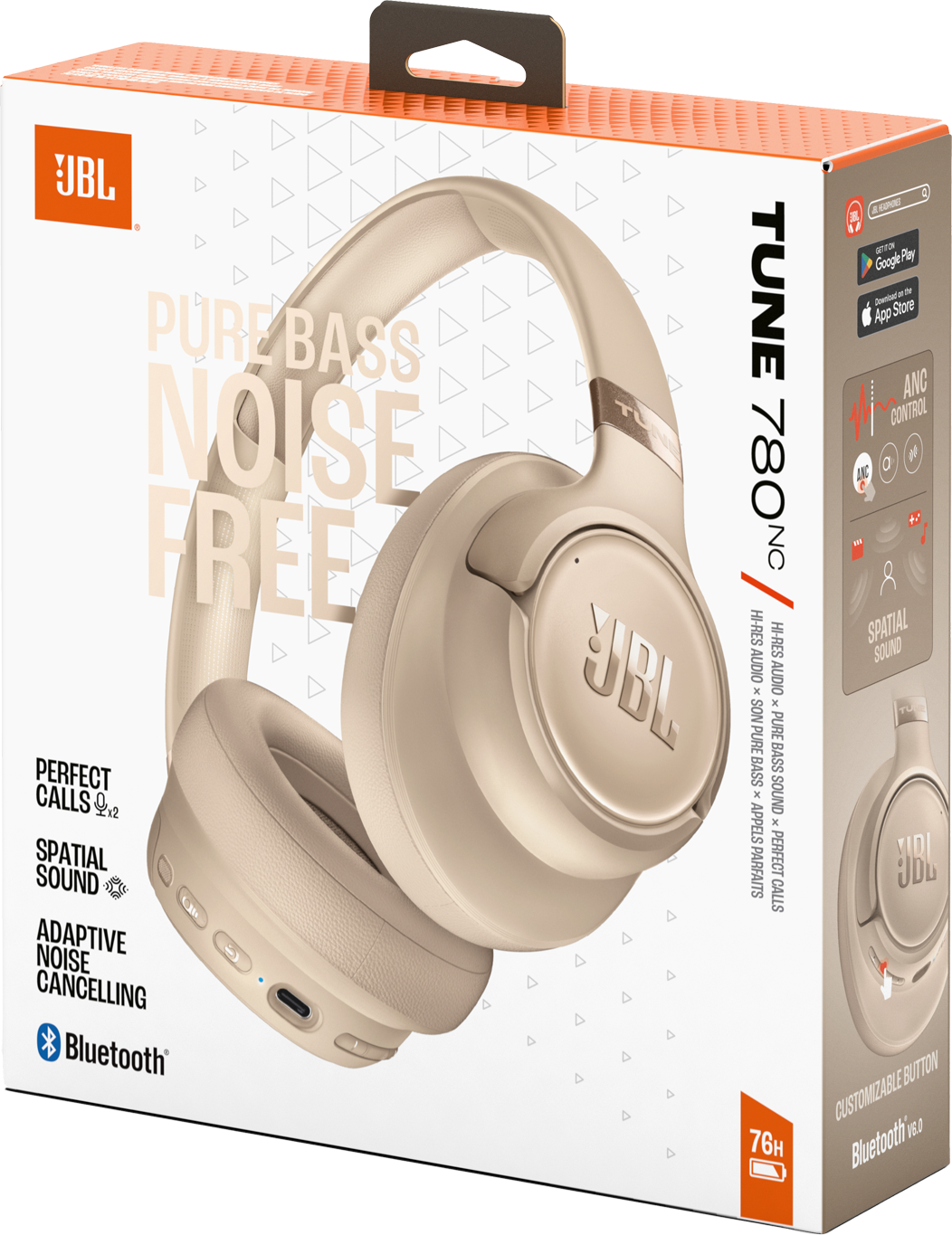 Zestaw słuchawkowy Bluetooth JBL Tune 780NC, MultiPoint, A2DP, ANC, Beżowy JBLT780NCBEG