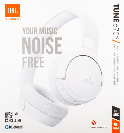 JBL Tune 670NC White Bluetooth Handsfree, MultiPoint, A2DP, ANC, JBLT670NCWHTAP