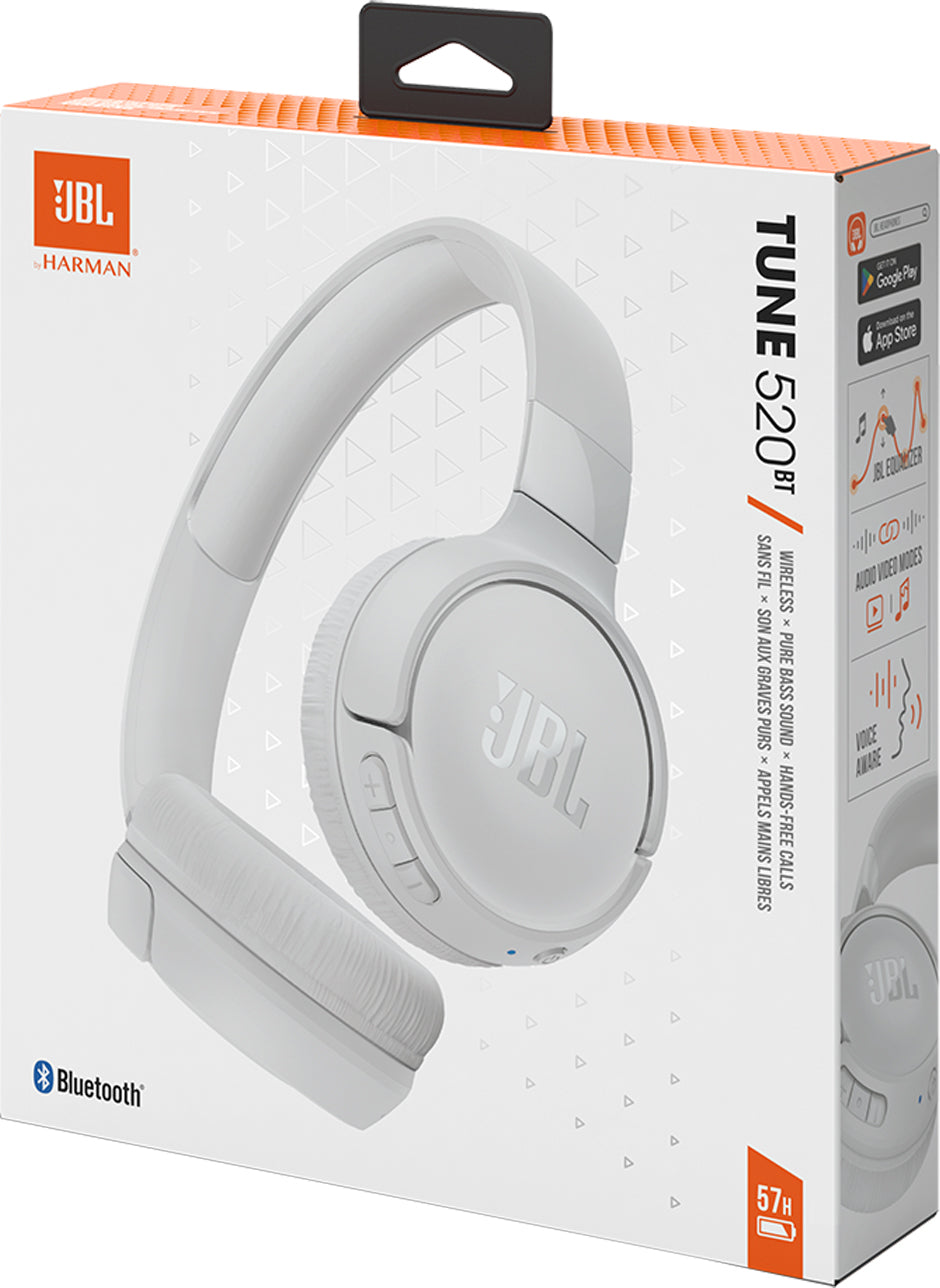 Zestaw głośnomówiący Bluetooth JBL Tune 520BT, MultiPoint, A2DP, biały JBLT520BTWHT