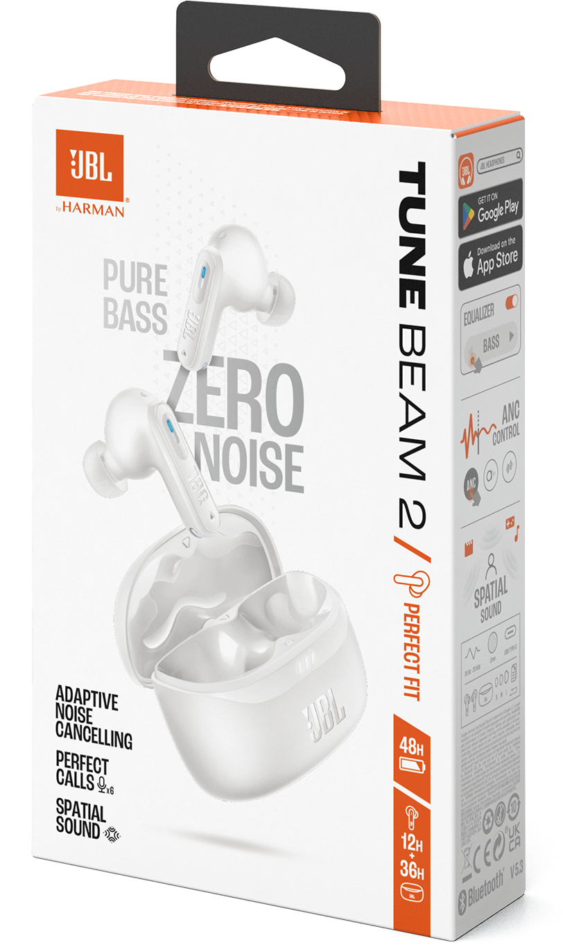 Handsfree Bluetooth JBL Tune Beam 2, TWS, ANC, MultiPoint, Biały JBLTBEAM2WHT