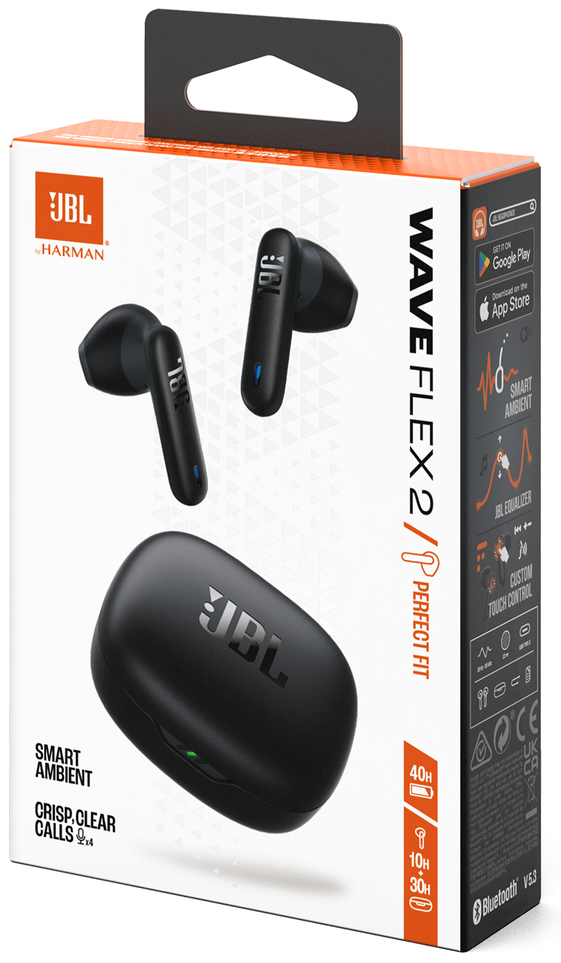 Handsfree Bluetooth JBL Wave Flex 2, TWS, ANC, MultiPoint, Czarny JBLWFLEX2BLK