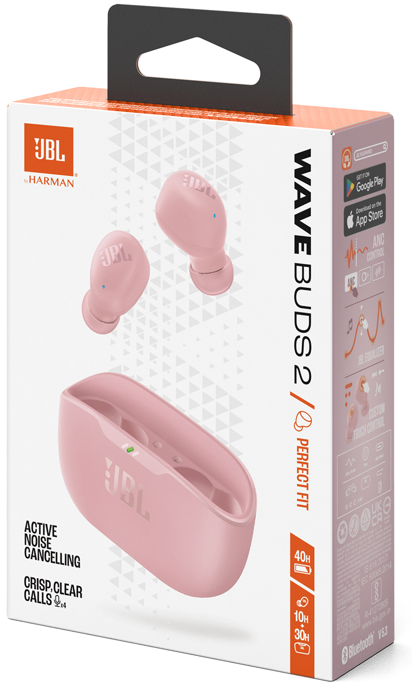 Handsfree Bluetooth JBL Wave Buds 2, TWS, ANC, MultiPoint, Różowy JBLWBUDS2PIK