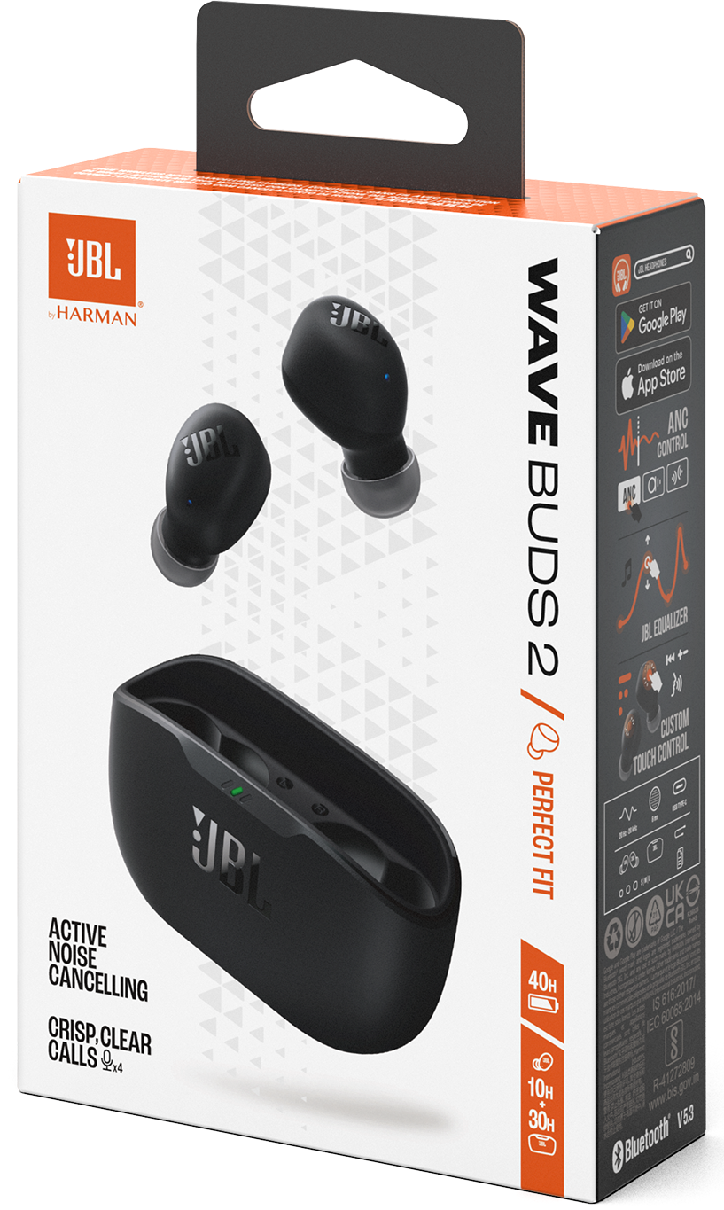 Handsfree Bluetooth JBL Wave Buds 2, TWS, ANC, MultiPoint, Czarny JBLWBUDS2BLK