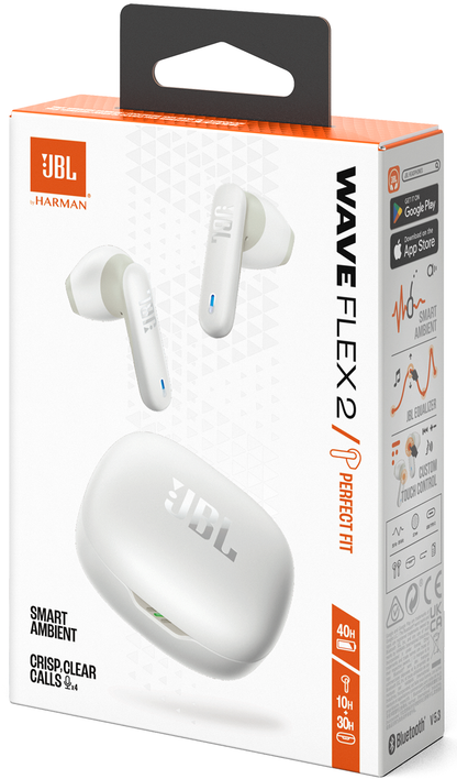 Handsfree Bluetooth JBL Wave Flex 2, TWS, ANC, MultiPoint, Biały JBLWFLEX2WHT