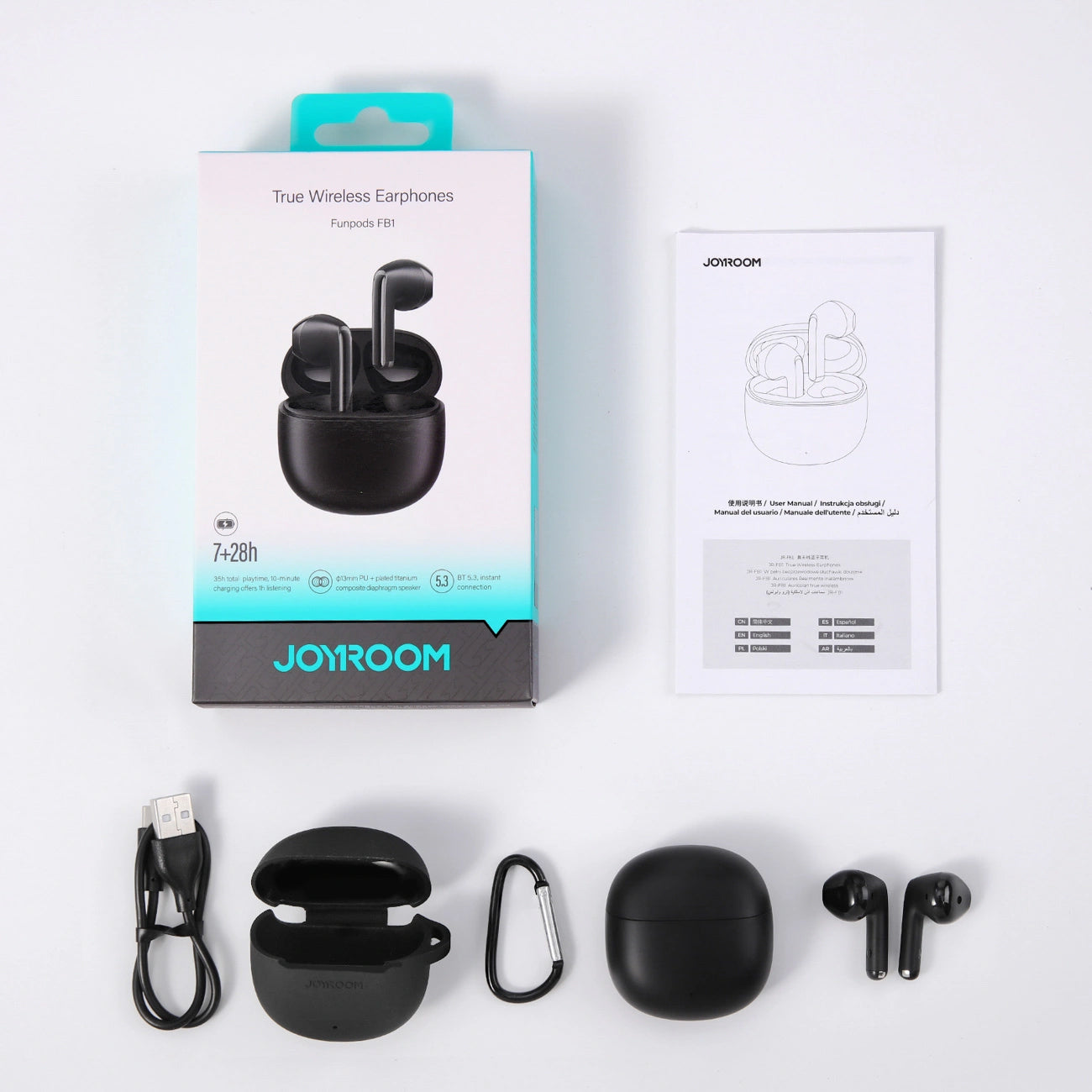 Bluetooth Handsfree Joyroom Funpods JR-FB1 New Version, TWS, Black