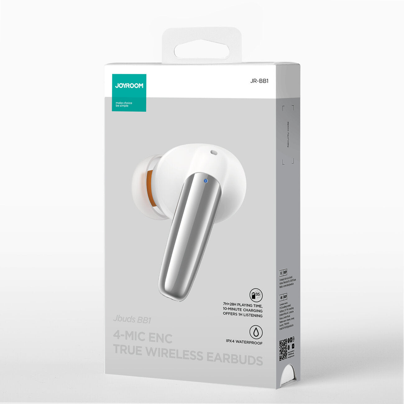 Zestaw słuchawkowy Bluetooth Joyroom JR-BB1, TWS, biały