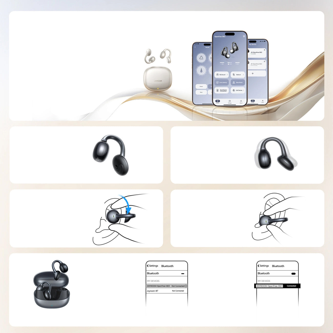 Handsfree Bluetooth Joyroom Openfree JR-OE3, TWS, Czarny