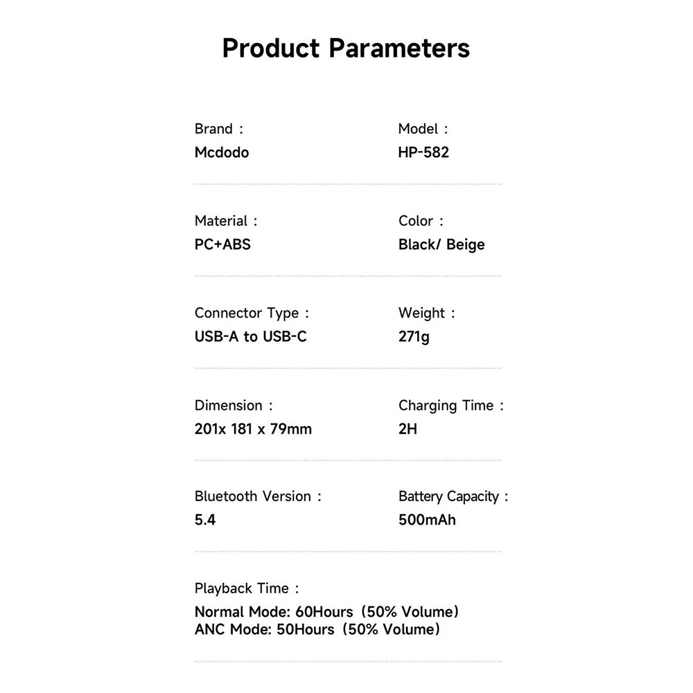 Handsfree Bluetooth McDodo HP-5820 T03, A2DP, ANC, Czarny