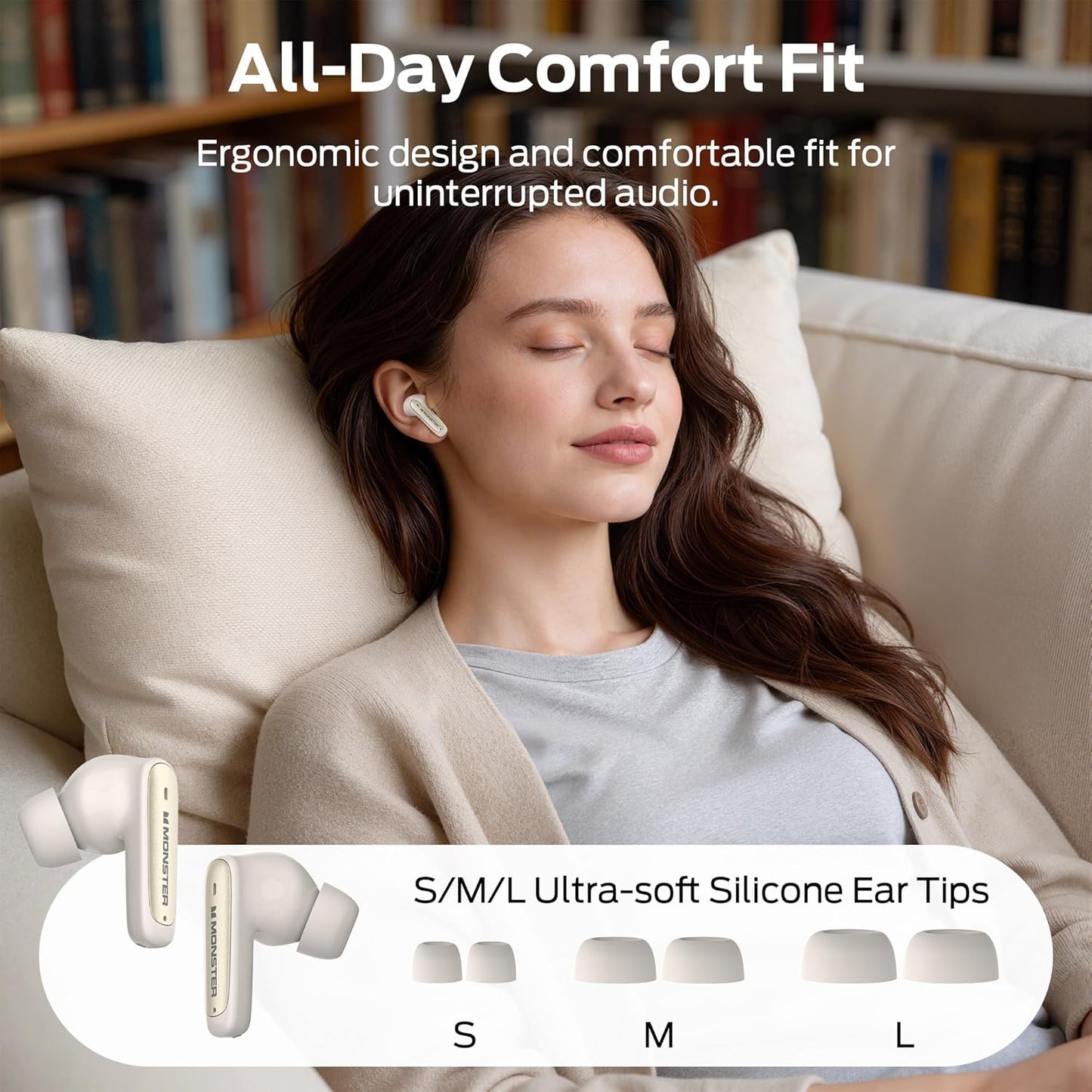 Handsfree Bluetooth Monster N-Lite 310, TWS, Jasny kremowy