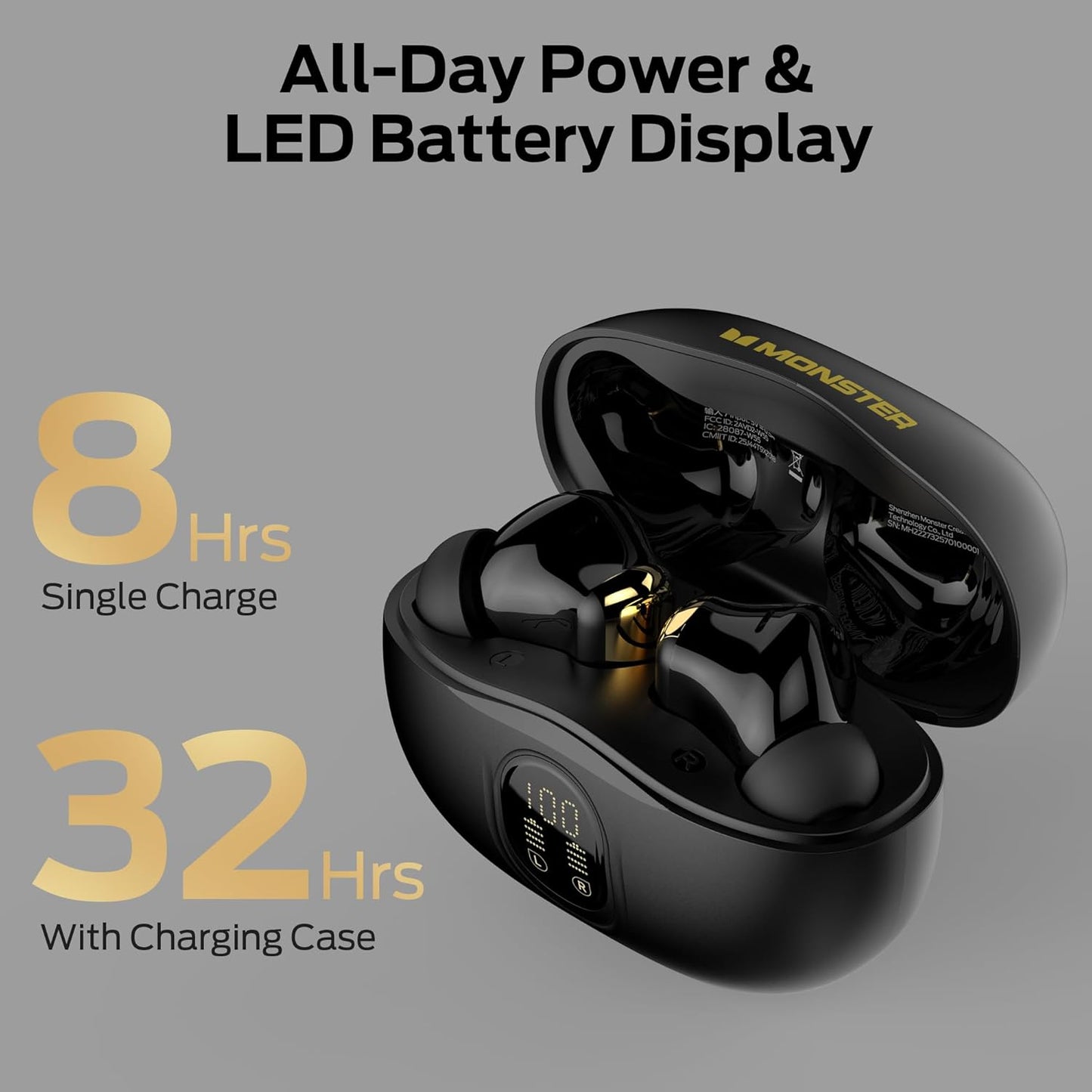 Zestaw słuchawkowy Bluetooth Monster N-Lite 217, TWS, Czarny