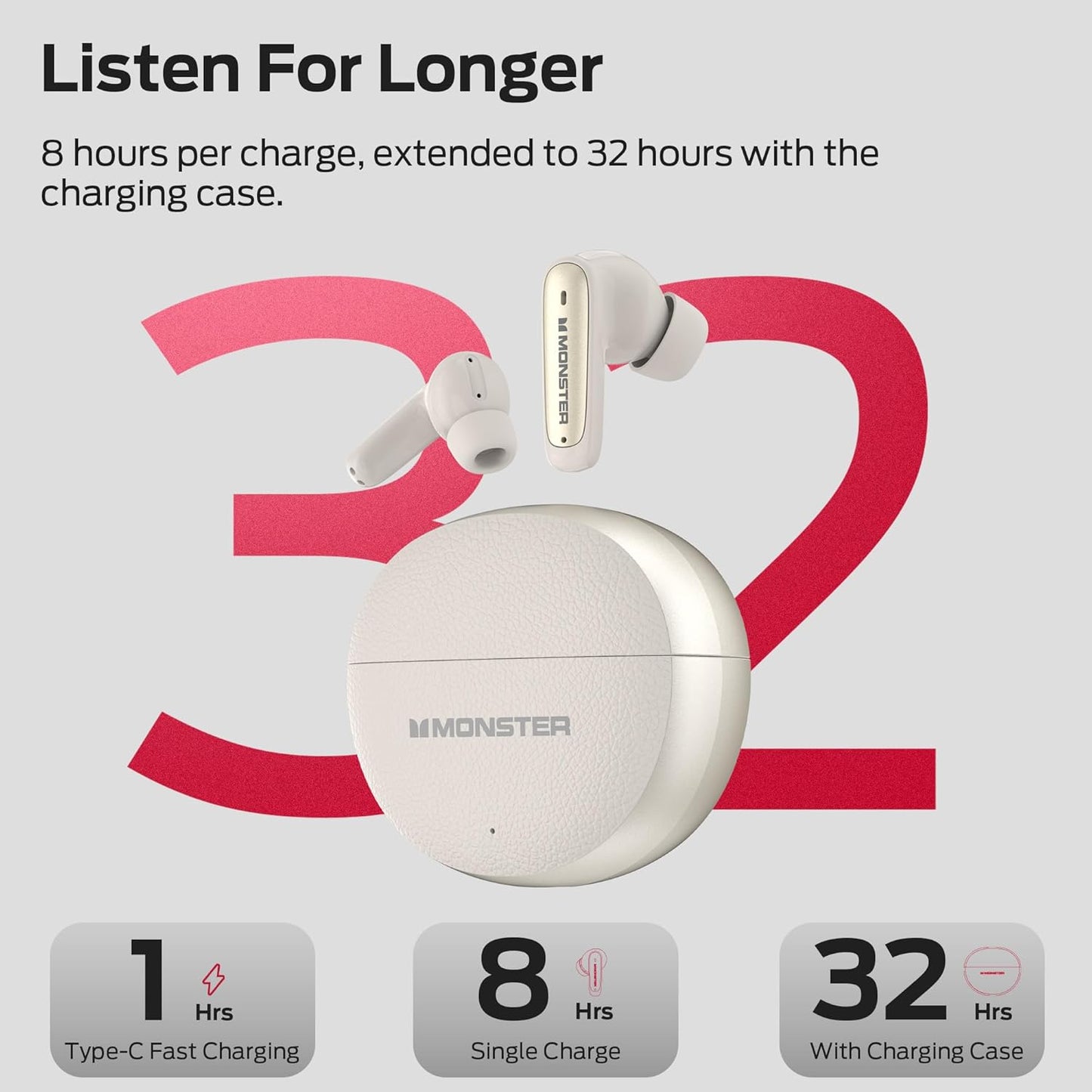 Handsfree Bluetooth Monster N-Lite 310, TWS, Jasny kremowy