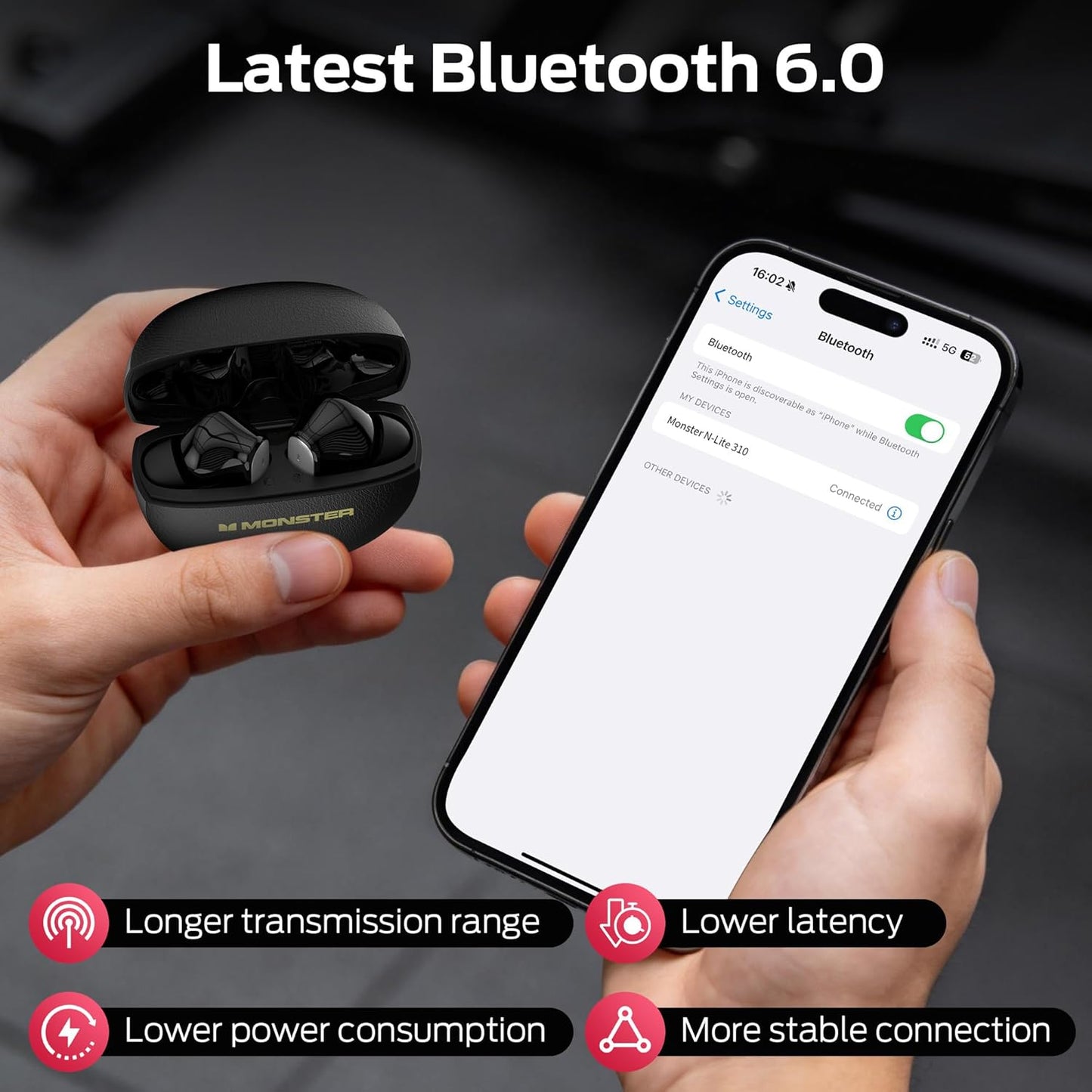 Handsfree Bluetooth Monster N-Lite 310, TWS, Czarny