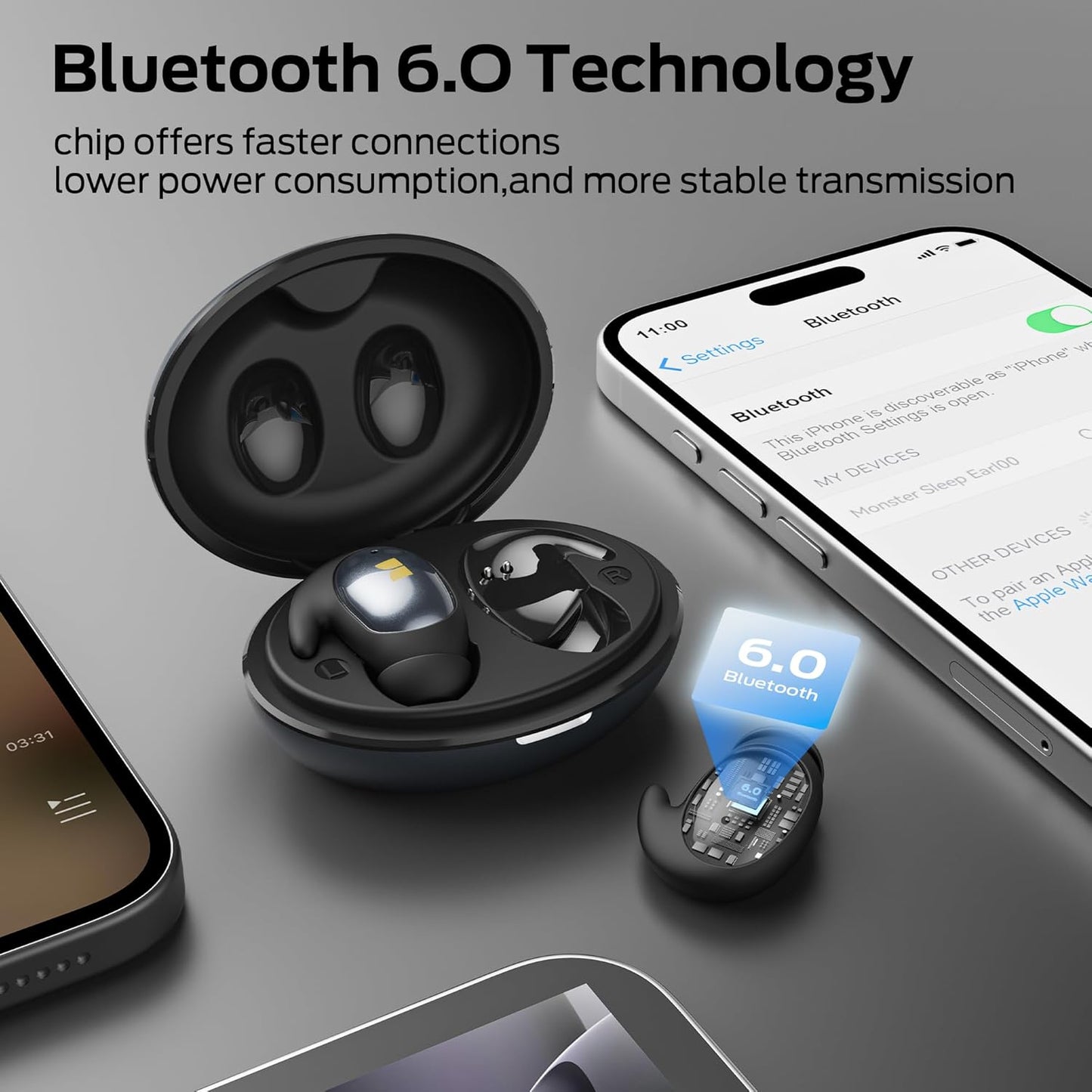 Zestaw słuchawkowy Bluetooth Monster Sleep Ear100, TWS, Czarny