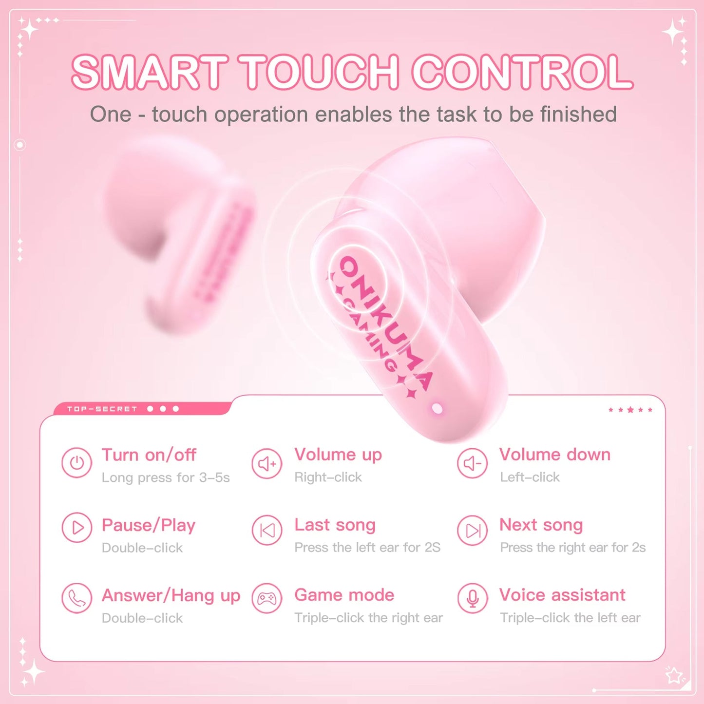 Handsfree Bluetooth Onikuma TX603, TWS, Różowy