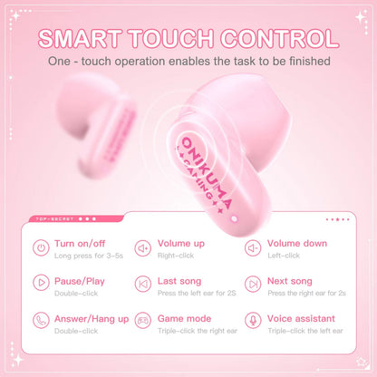 Handsfree Bluetooth Onikuma TX603, TWS, Różowy