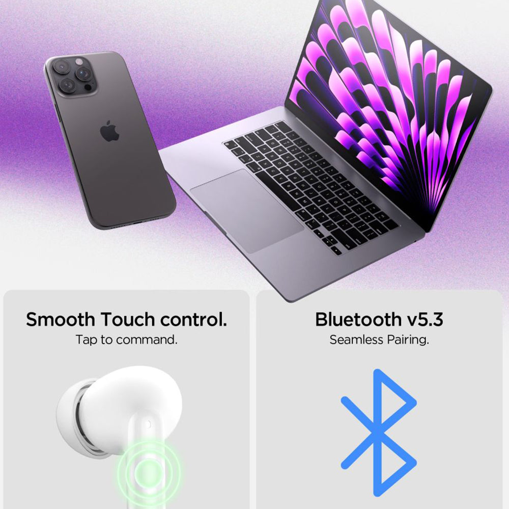 Handsfree Bluetooth Spigen SA2400, TWS, ANC, Biały