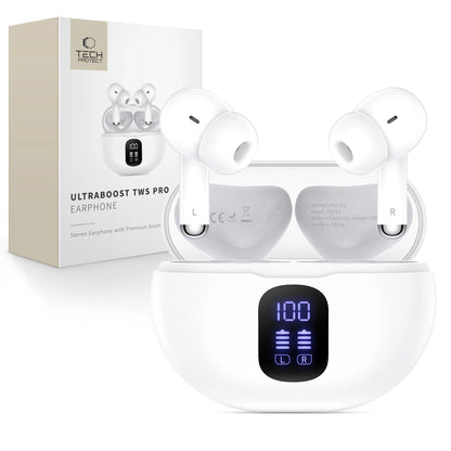 Słuchawki Bluetooth Tech-Protect Ultraboost Pro G2, TWS, Białe