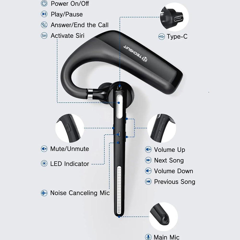 Handsfree Bluetooth Techsuit PowerTalks G6, MultiPoint, A2DP, Czarny