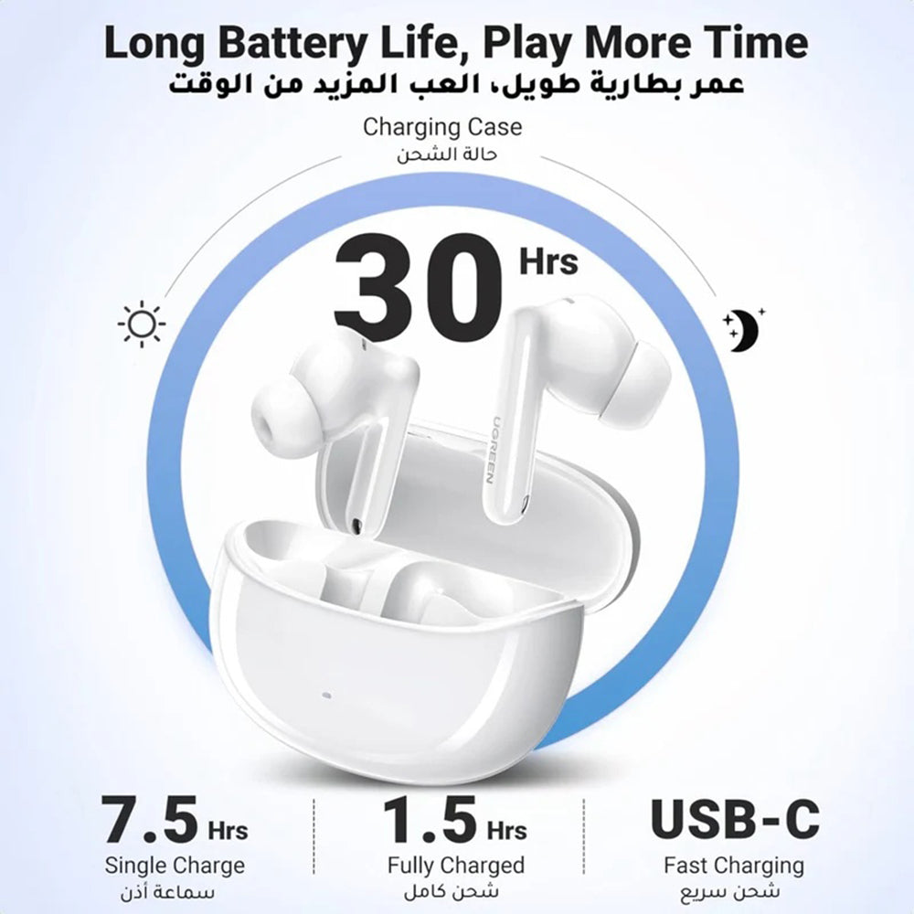 Handsfree Bluetooth UGREEN HiTune T3 Pro WS206, TWS, ANC, MultiPoint, Biały