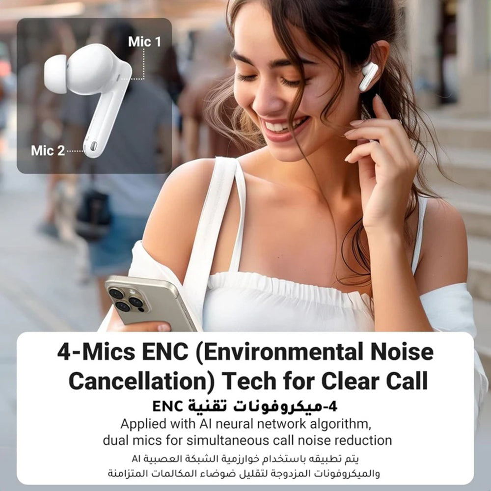 Handsfree Bluetooth UGREEN HiTune T3 Pro WS206, TWS, ANC, MultiPoint, Biały