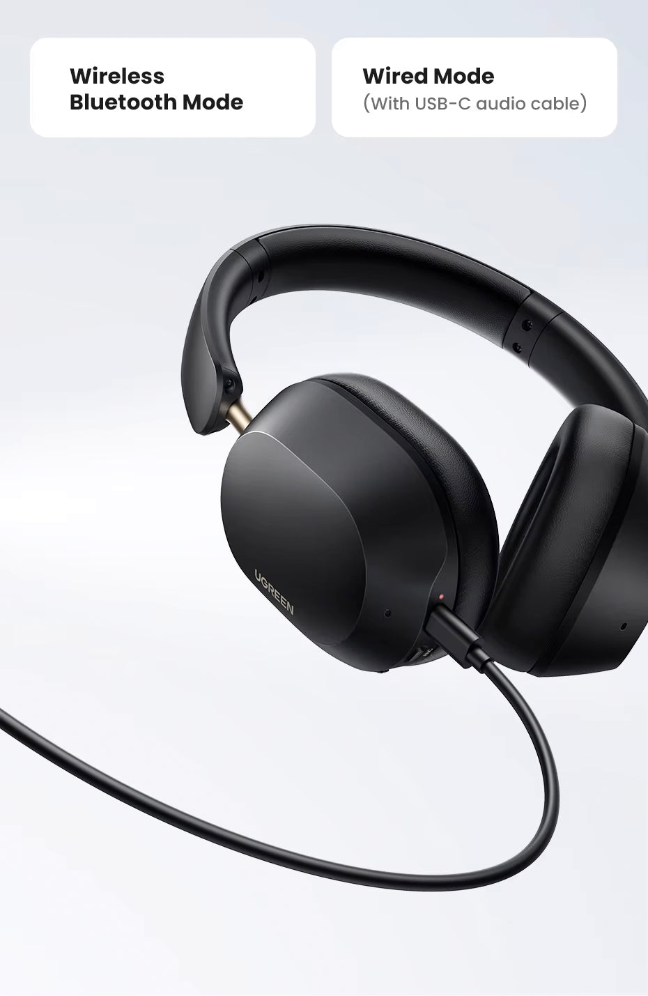 Słuchawki Bluetooth UGREEN HiTune Max5C HP203, A2DP, ANC, Czarne
