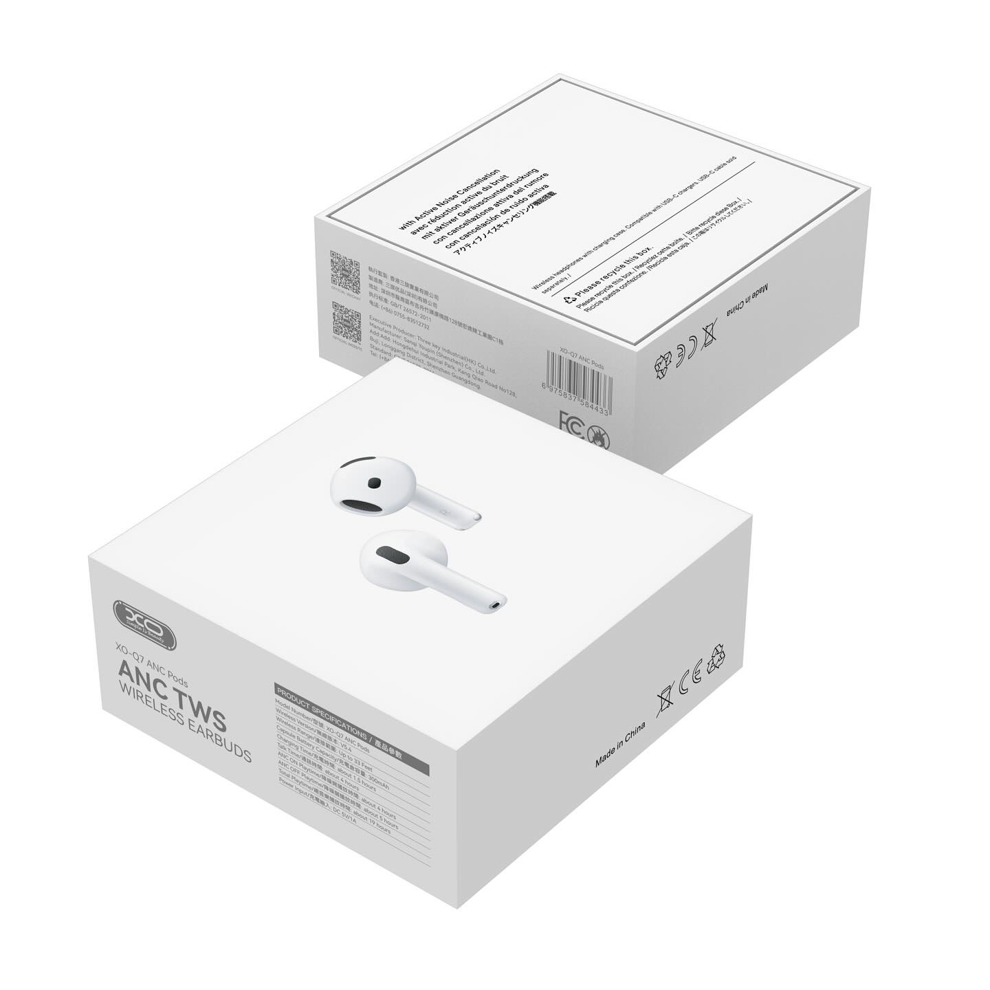 Słuchawki Bluetooth XO Design Q7 Pods, TWS, ANC, Białe