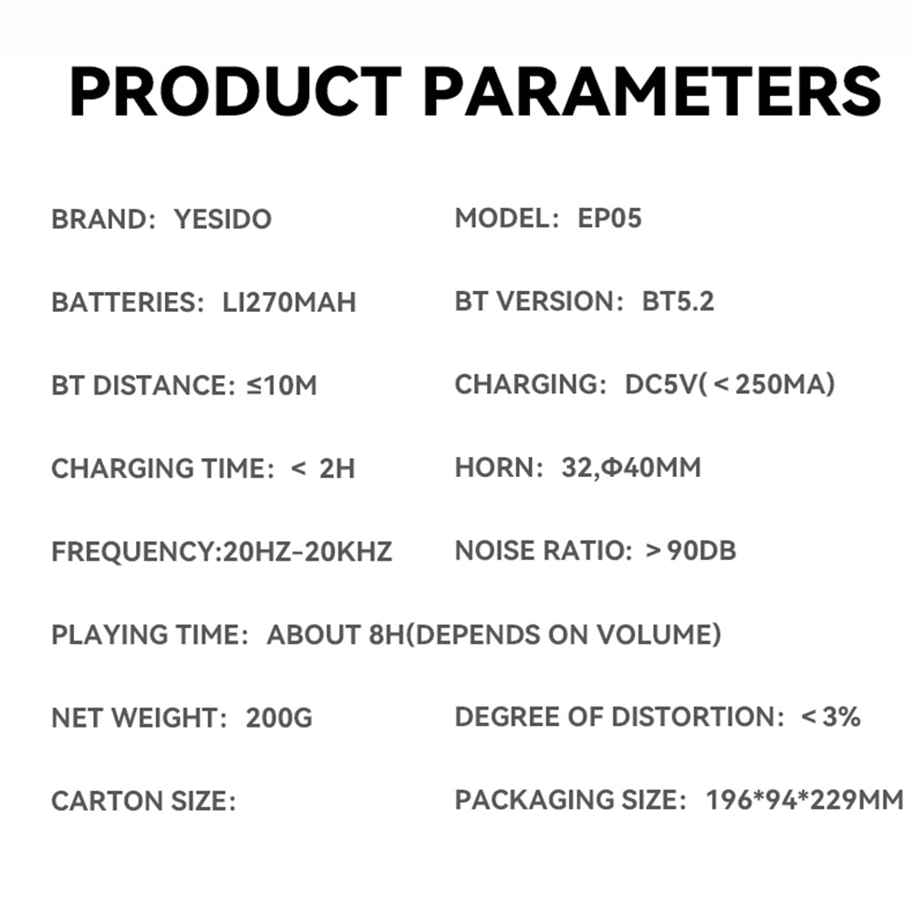 Handsfree Bluetooth Yesido EP05, A2DP, ANC, Czarny