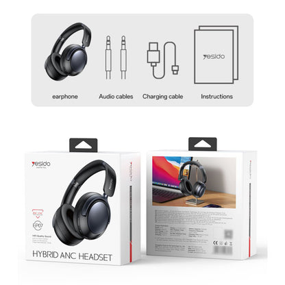Bezprzewodowy zestaw słuchawkowy Bluetooth Yesido EP07, A2DP, ANC, Czarny