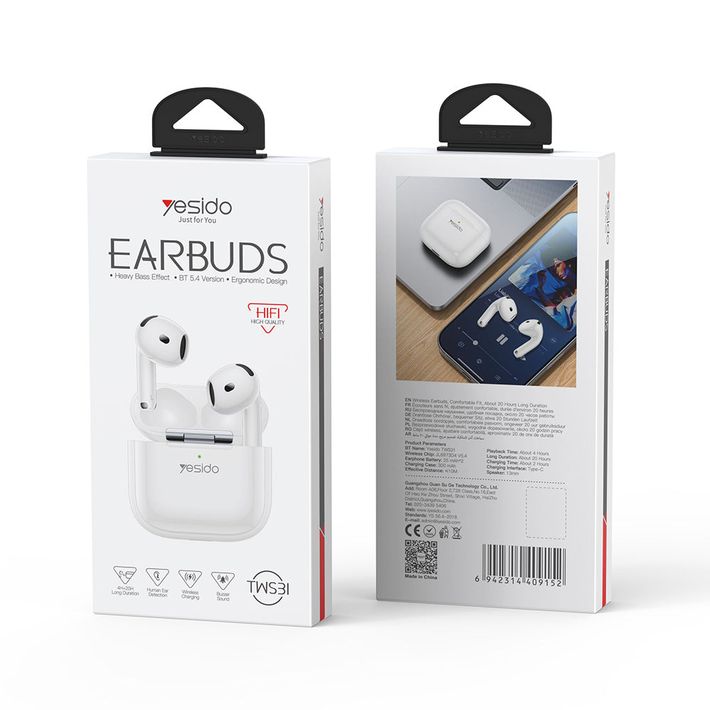 Handsfree Bluetooth Yesido TWS31, TWS, Biały