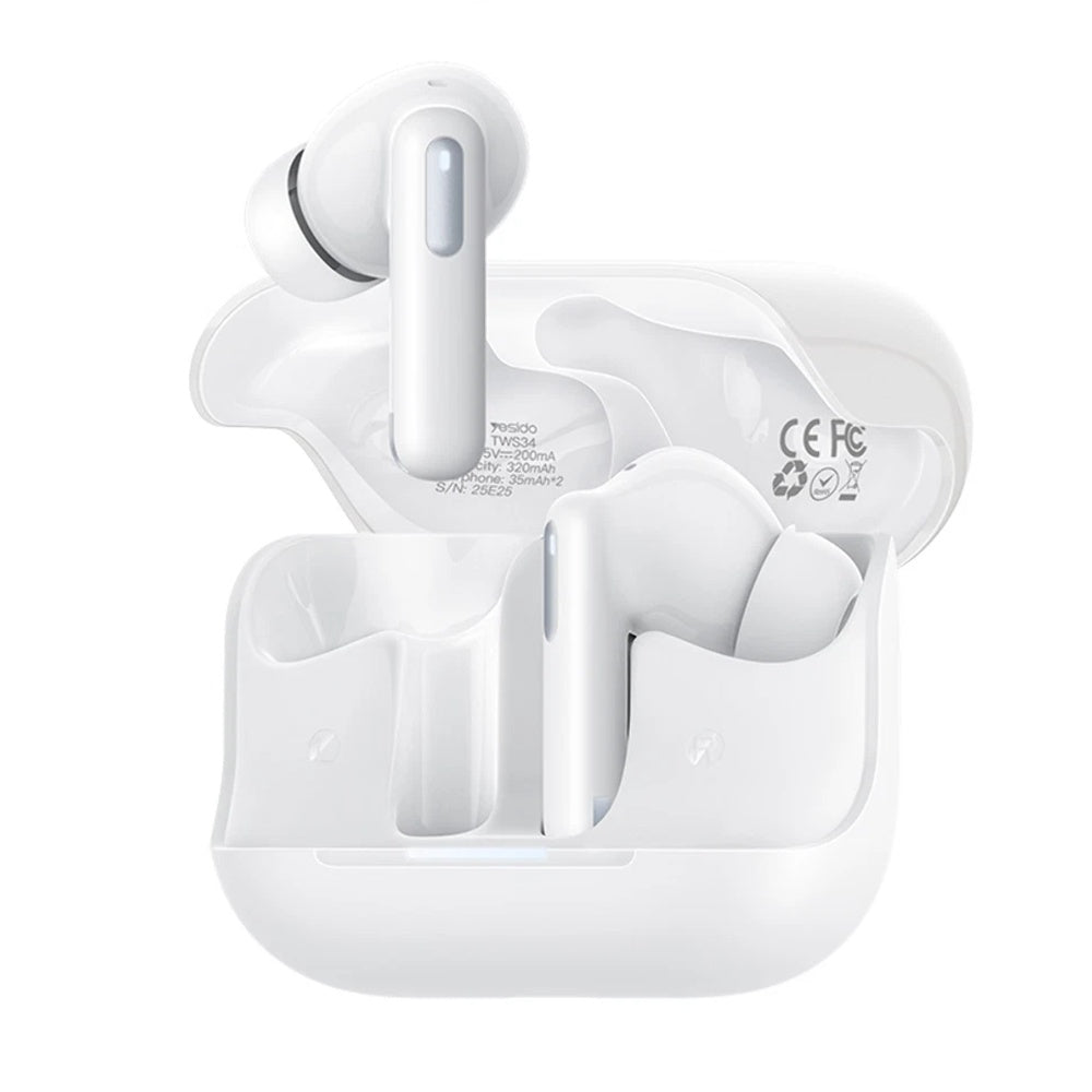 Handsfree Bluetooth Yesido TWS34, TWS, ANC, Biały