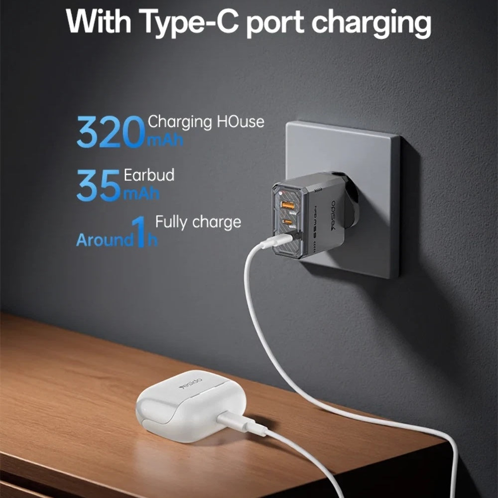 Handsfree Bluetooth Yesido TWS34, TWS, ANC, Biały