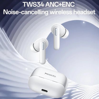 Handsfree Bluetooth Yesido TWS34, TWS, ANC, Biały