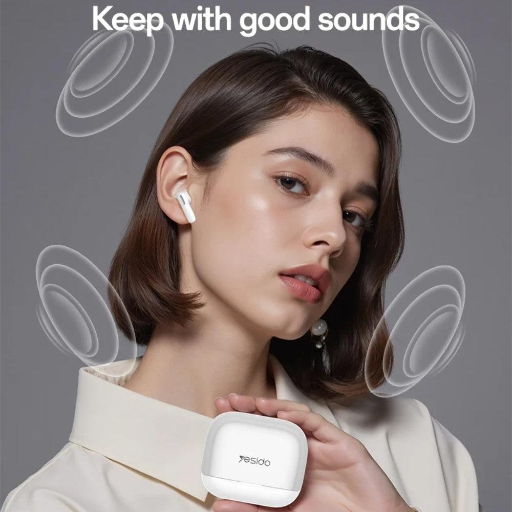 Handsfree Bluetooth Yesido TWS34, TWS, ANC, Biały