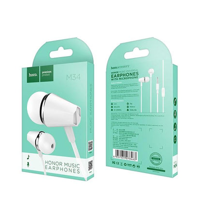Handsfree 3.5mm HOCO M34 Honor Music, Biały