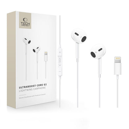 Handsfree Lightning Tech-Protect Ultraboost Core G2, Biały