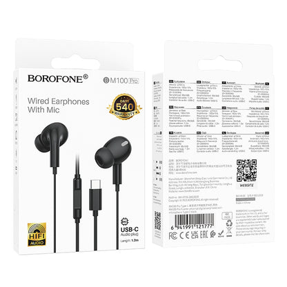 Handsfree USB-C Borofone BM100 Pro Fuente, Czarny