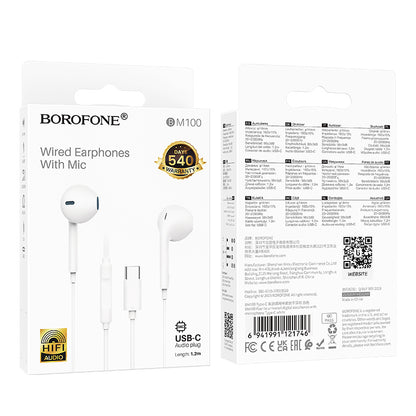 Zestaw słuchawkowy USB-C Borofone BM100 Fuente, biały