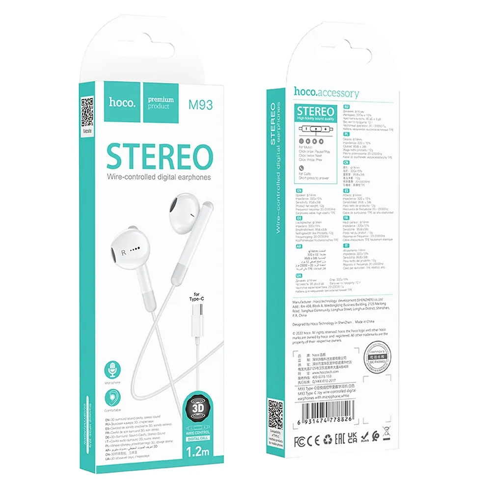 Zestaw głośnomówiący USB-C HOCO M93, biały
