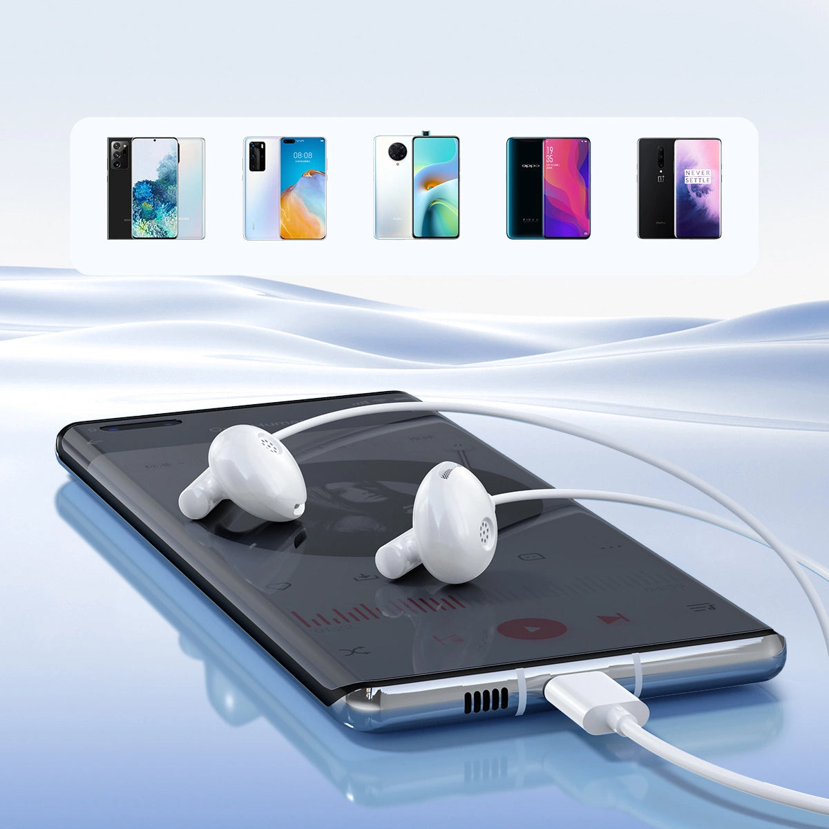 Handsfree USB-C Joyroom JR-EC05, Biały