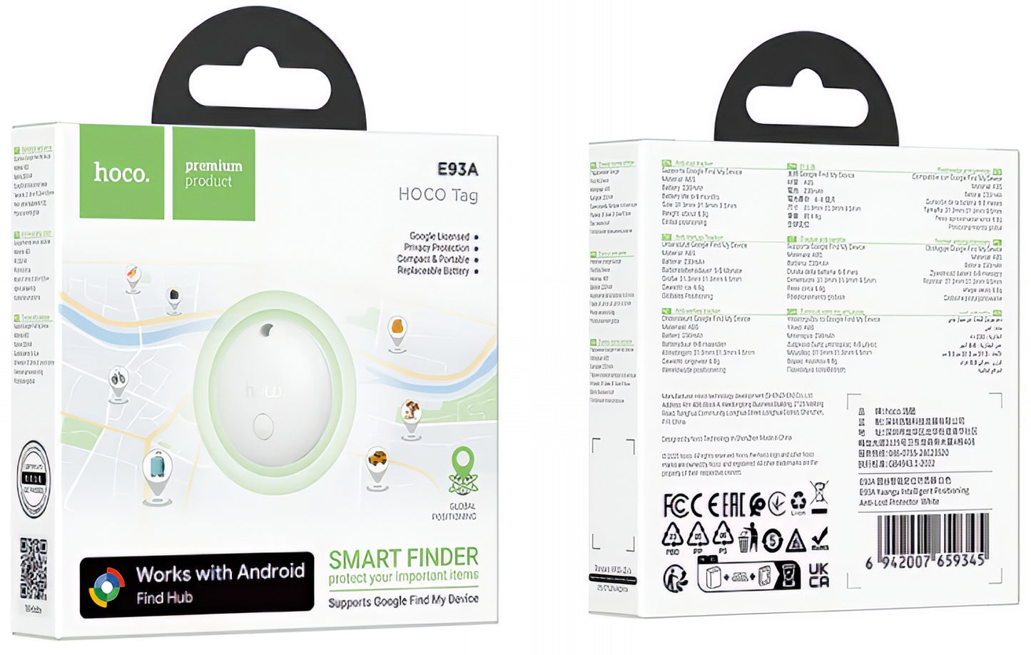 HOCO SmartTag E93A dla serii Android, Czarny