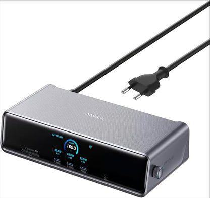 Wielofunkcyjny hub Anker Prime, 3 x USB-A - 4 x USB-C - 1 x Display Port - 2 x HDMI - 1 x Jack 3,5 mm - 1 x RJ45 - 1 x SD - 1 x microSD, Szary A83B33A1