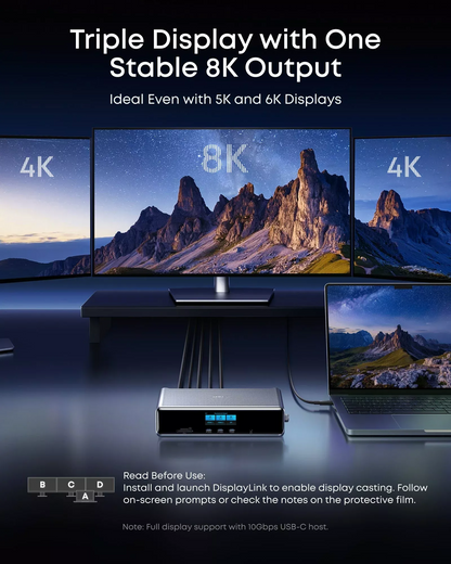 Wielofunkcyjny hub Anker Prime, 3 x USB-A - 4 x USB-C - 1 x Display Port - 2 x HDMI - 1 x Jack 3,5 mm - 1 x RJ45 - 1 x SD - 1 x microSD, Szary A83B33A1