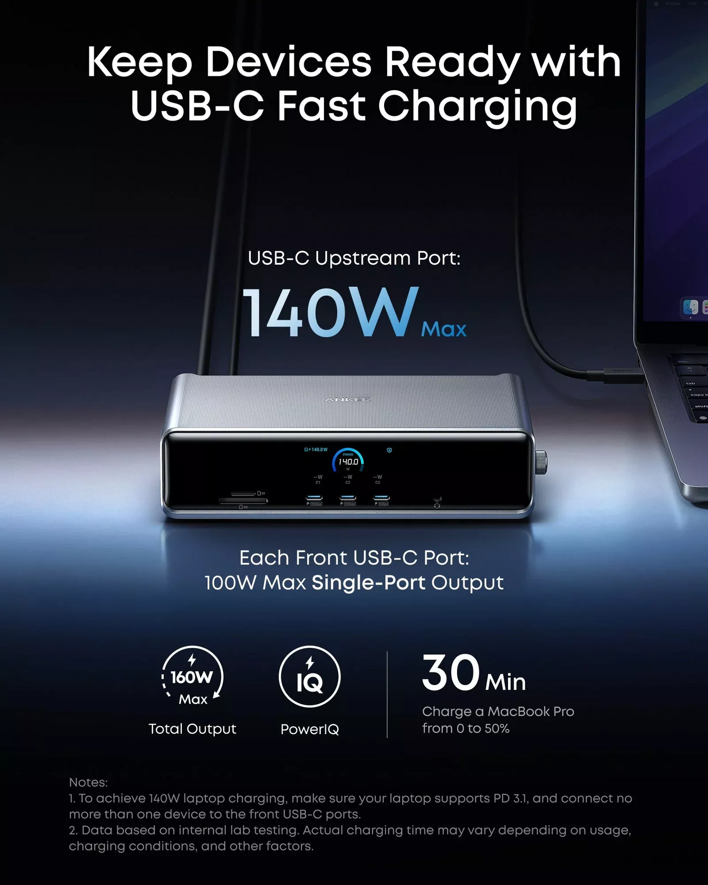 Wielofunkcyjny hub Anker Prime, 3 x USB-A - 4 x USB-C - 1 x Display Port - 2 x HDMI - 1 x Jack 3,5 mm - 1 x RJ45 - 1 x SD - 1 x microSD, Szary A83B33A1