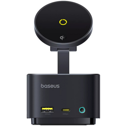 Hub wielofunkcyjny Baseus MagPro II 7w1, 1 x USB-A - 2 x USB-C - 1 x HDMI - 1 x QI - 1 x SD - 1 x microSD, Czarny Odnowiony B00072900121-00