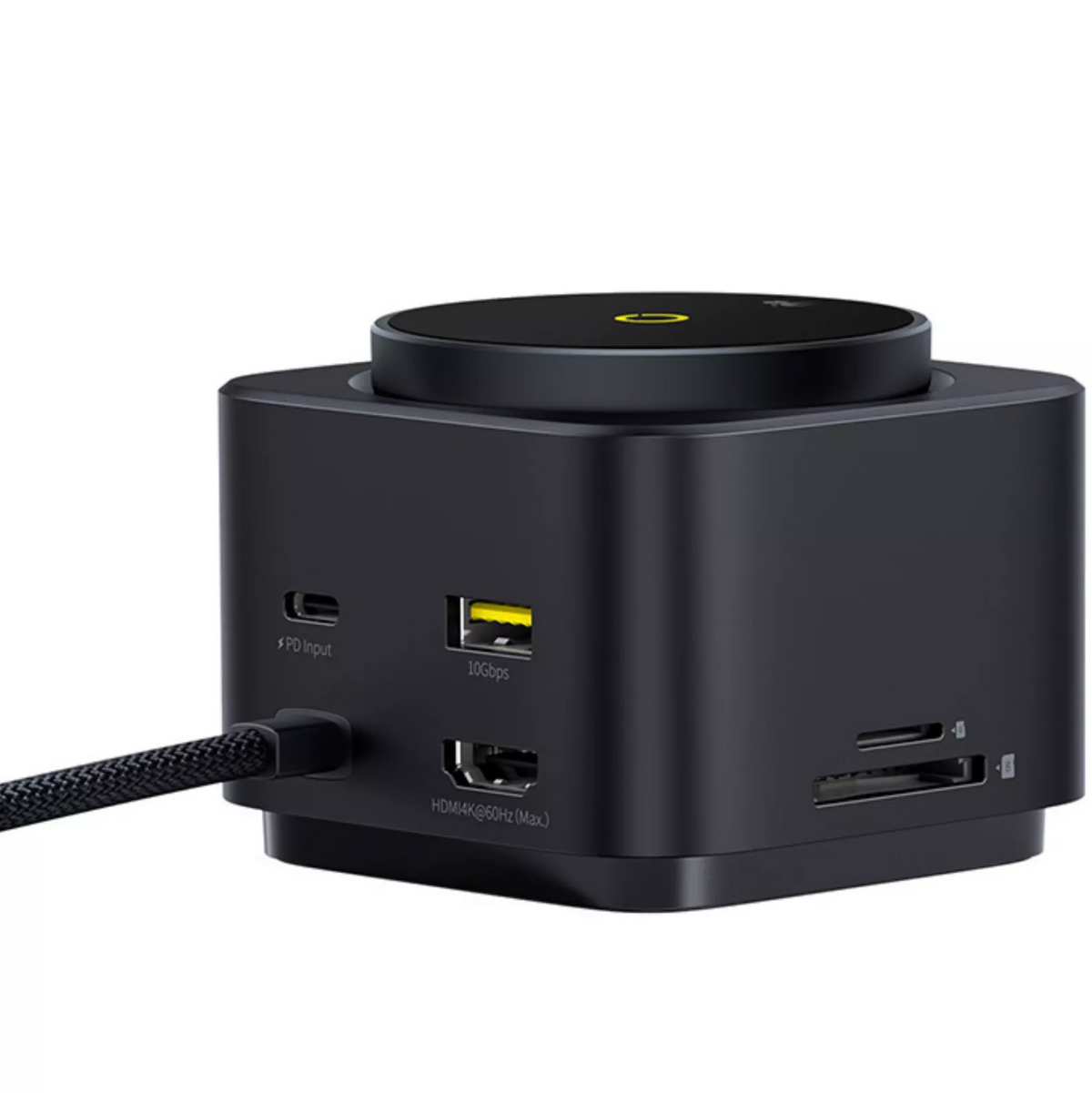 Hub wielofunkcyjny Baseus MagPro II 7w1, 1 x USB-A - 2 x USB-C - 1 x HDMI - 1 x QI - 1 x SD - 1 x microSD, Czarny Odnowiony B00072900121-00