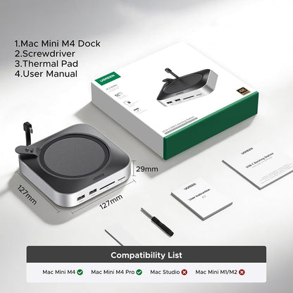 Wielofunkcyjny hub UGREEN CM841A (95094) dla Apple Mac Mini M4 / Pro, 10w1, szary