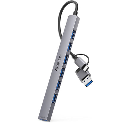 Hub USB / USB-C Orico YSA2-U3, 1 x USB-A 3.0 - 6 x USB-A, Szary
